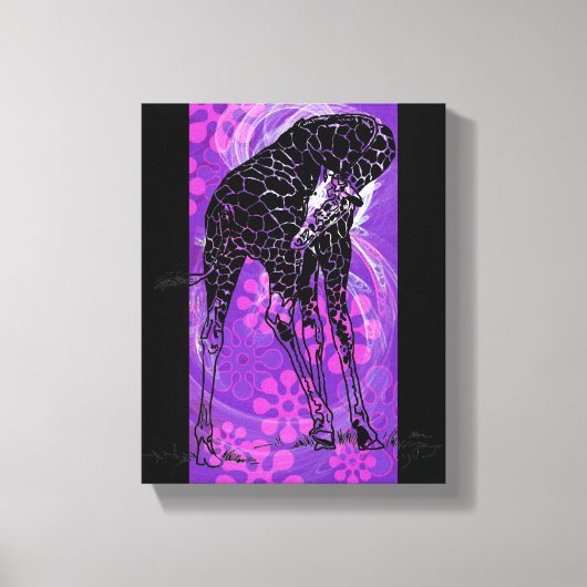 Paarse bloemige Giraffe III ~ Ingewikkeld Canvas Afdruk (Voorkant)
