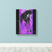 Paarse bloemige Giraffe III ~ Ingewikkeld Canvas Afdruk (Insitu (Houten vloer))