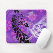 Paarse bloemige Giraffe ~ Mousepad Muismat (Met muis)