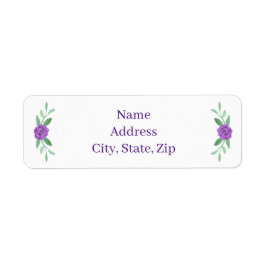 Paarse bloemige groene blad-adreslabels etiket