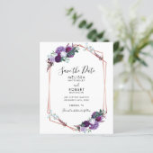 Paarse Bloemige Handletter Elegante Bewaar de Datu (Staand voorkant)