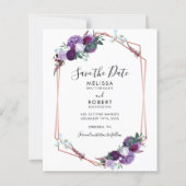 Paarse Bloemige Handletter Elegante Bewaar de Datu (Voorkant)