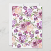 Paarse bloemige Het is een meisje babyfeest Kaart (Achterkant)