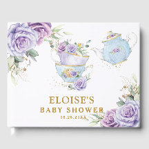 Paarse Bloemige High Tea Party Baby Bruidsfeest 