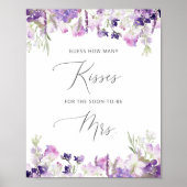 Paarse bloemige hoe vaak een kus bruidsmeesterscha poster (Voorkant)