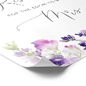 Paarse bloemige hoe veel kusjes bruidsdouche spel poster (Hoek)