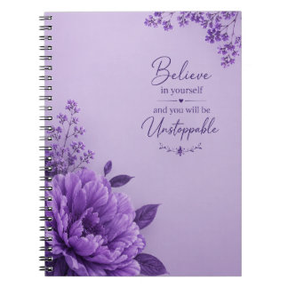 Paarse Bloemige Inspiratie Notebook – Notitieboek