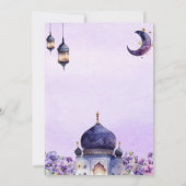 Paarse bloemige islam Eid Iftar-diner Kaart (Achterkant)