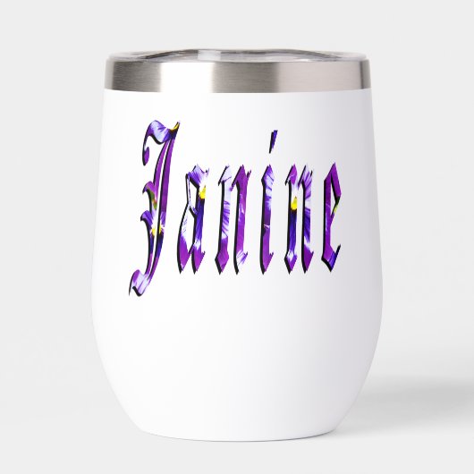 Paarse bloemige Janine naam, (Achterkant)