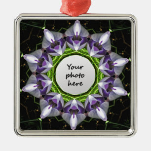 Paarse Bloemige Mandala Kaleidoscoop Kunst Metalen Ornament