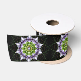 Paarse Bloemige Mandala Kaleidoscoop Kunst Satijnen Lint