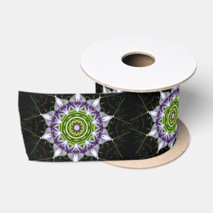 Paarse Bloemige Mandala Kaleidoscoop Kunst Satijnen Lint