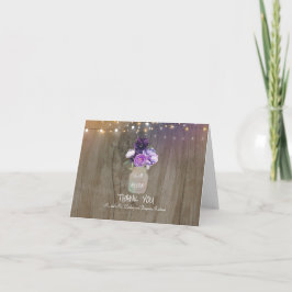Paarse Bloemige Metselpot Rustieke Trouw Dank Je Bedankkaart