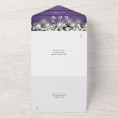 Paarse Bloemige Metselpotten Lichtsnoeren Bruiloft All In One Uitnodiging (Buitenkant)