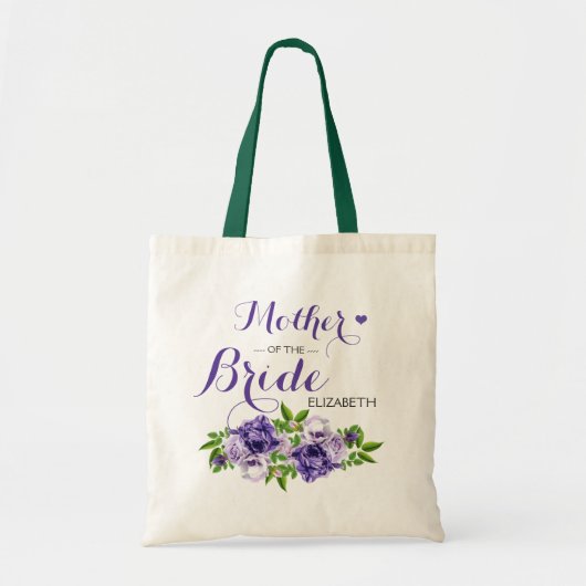 Paarse Bloemige Moeder van de Bruid Tote Bag (Voorkant)