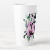 Paarse bloemige MOEDER van de BRUIDEGOM Trouw Brui Latte Mok (Voorkant)