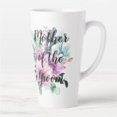 Paarse bloemige MOEDER van de BRUIDEGOM Trouw Brui Latte Mok (Rechts)