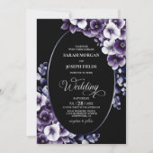 Paarse Bloemige Ovale Trouw Kaart (Voorkant)