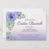 Paarse bloemige paasbrunch kaart (Voorkant)