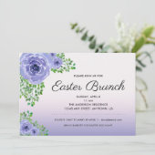 Paarse bloemige paasbrunch kaart (Staand voorkant)