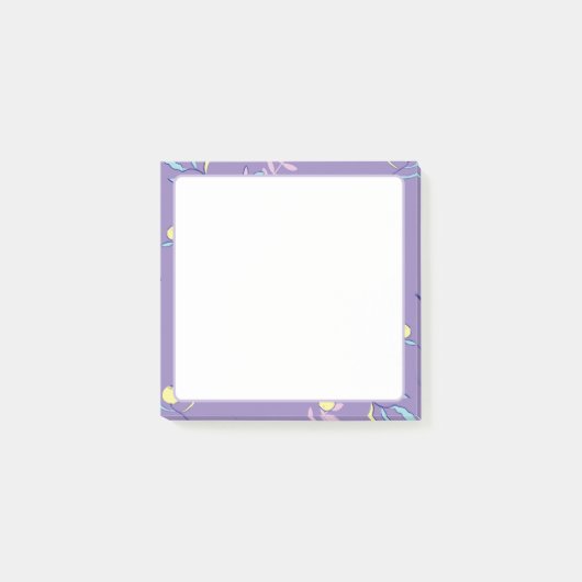 Paarse Bloemige Patronen Gewone Post-it Notities Post-it® Notes (Voorkant)