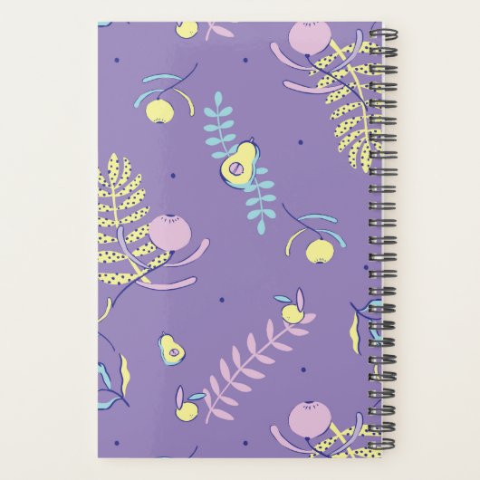 Paarse Bloemige Patroon Planner (Achterkant)