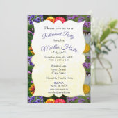 Paarse Bloemige Pensioenfeest Uitnodiging (Staand voorkant)