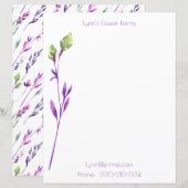 Paarse bloemige persoonlijke/beroepsbriefpapier (Voorkant / Achterkant)