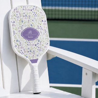 Paarse Bloemige Pickleball Paddle