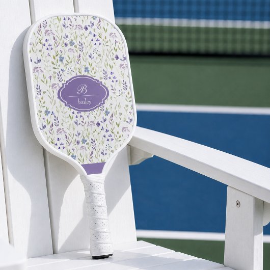 Paarse Bloemige Pickleball Paddle