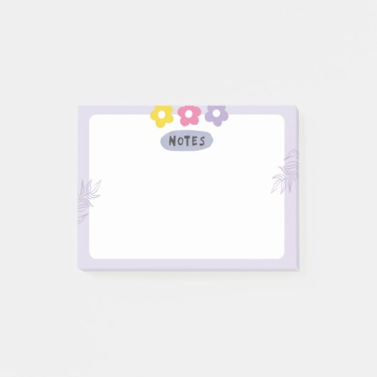 Paarse bloemige plakbriefjes post-it® notes (Voorkant)