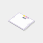 Paarse bloemige plakbriefjes post-it® notes (Schuin)