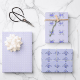  Paarse bloemige polka stippenpatronen Inpakpapier Vel