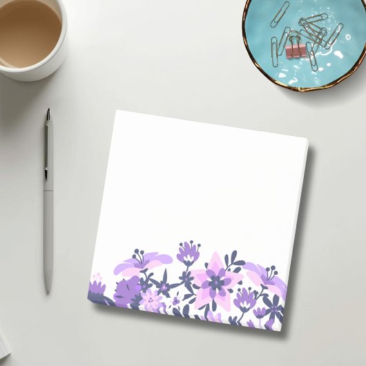 Paarse bloemige Post-it-notitieblok voor thuis en Post-it® Notes
