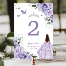 Paarse Bloemige Prinses Zilver Quinceañera XV 16