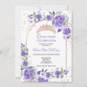 Paarse bloemige Roos gouden tiara prinses Quincean Kaart (Voorkant)