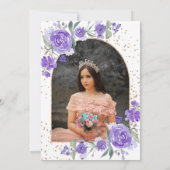 Paarse bloemige Roos gouden tiara prinses Quincean Kaart (Achterkant)
