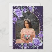 Paarse bloemige Roos gouden tiara prinses Quincean Kaart (Achterkant)