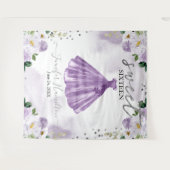 Paarse bloemige roze jurk Sweet 16 achtergronddeco Wandkleed (Voorkant (horizontaal))