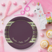 Paarse bloemige Rozen met patroon Papieren Bordje (Feest)