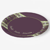 Paarse bloemige Rozen met patroon Papieren Bordje (Gekanteld)