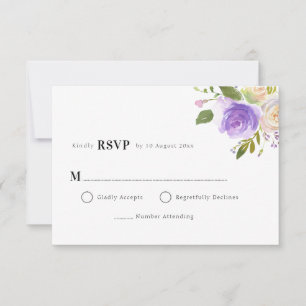 paarse bloemige RSVP-kaart RSVP Kaartje