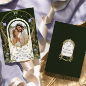 Paarse Bloemige "Save the Date" met Foto Kaart