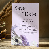 Paarse Bloemige "Save the Date" Uitnodiging