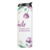 Paarse Bloemige Schoonzus-Funny Citaat Thermosbeker (Gedraaid links)