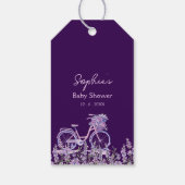 Paarse Bloemige Sering Fiets Baby Shower Bord Cadeaulabel (Achterkant)