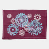 Paarse Bloemige Sneeuwvlokken Keukenhanddoek (Horizontaal)