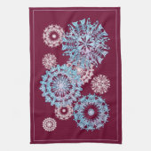 Paarse Bloemige Sneeuwvlokken Keukenhanddoek (Verticaal)