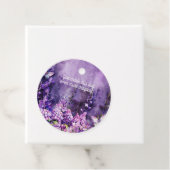 Paarse bloemige sticker voor bruidsdouche bedankjes labels (In situ)