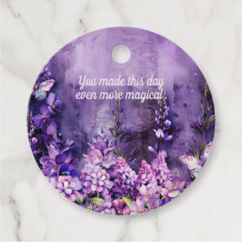 Paarse bloemige sticker voor bruidsdouche bedankjes labels